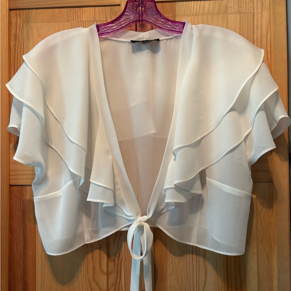 Women’s White Shawl with Tie